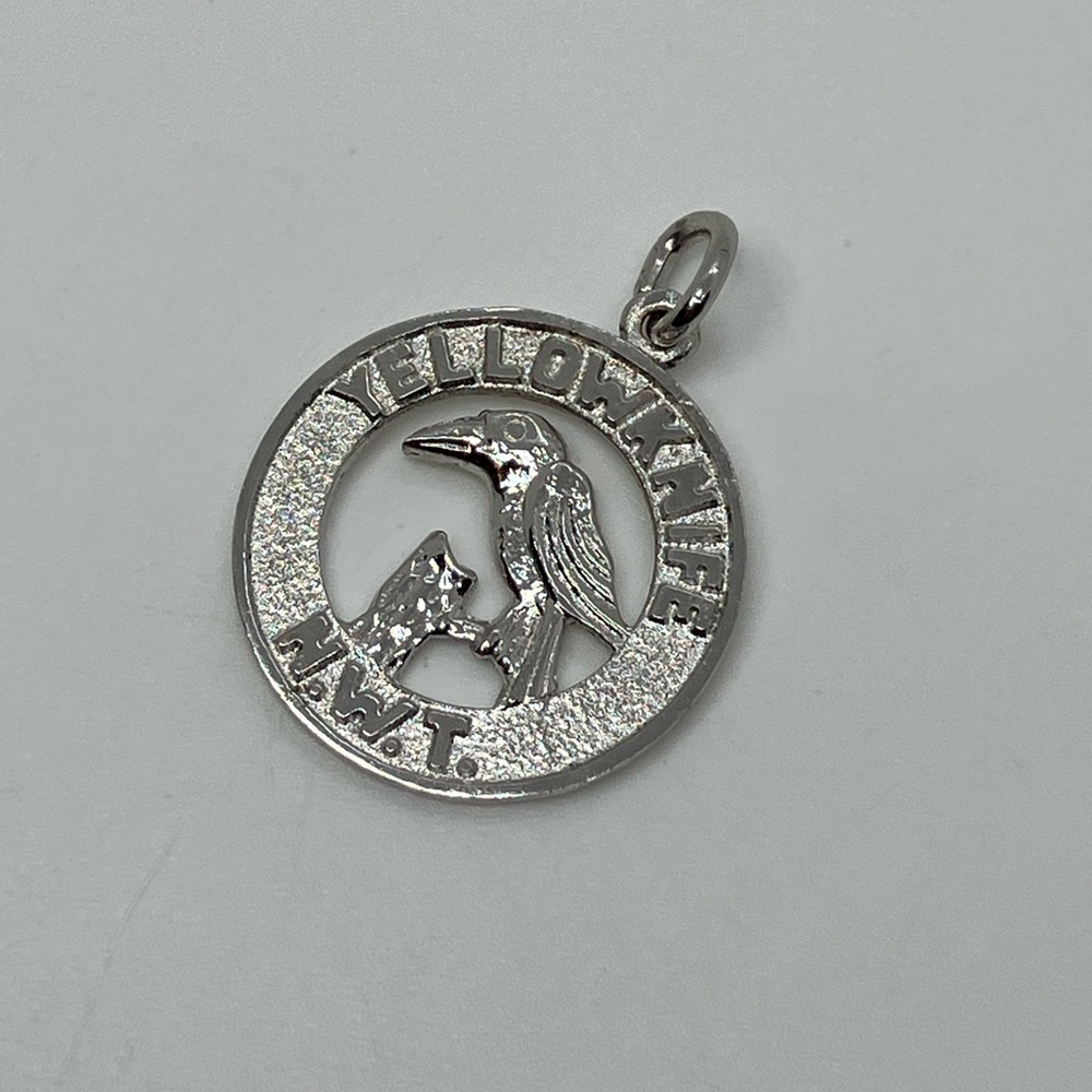 Vtg Sterling Silver Yellowknife NWT Canada Raven Crow Souvenir Charm | .9”